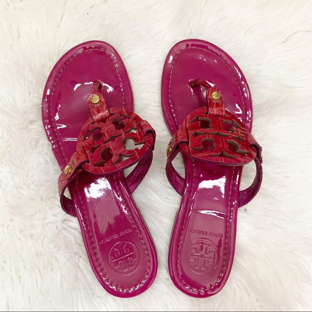 Tory Burch Patent Miller Sandal Petit Dorothy Croc - Picture 1 of 8